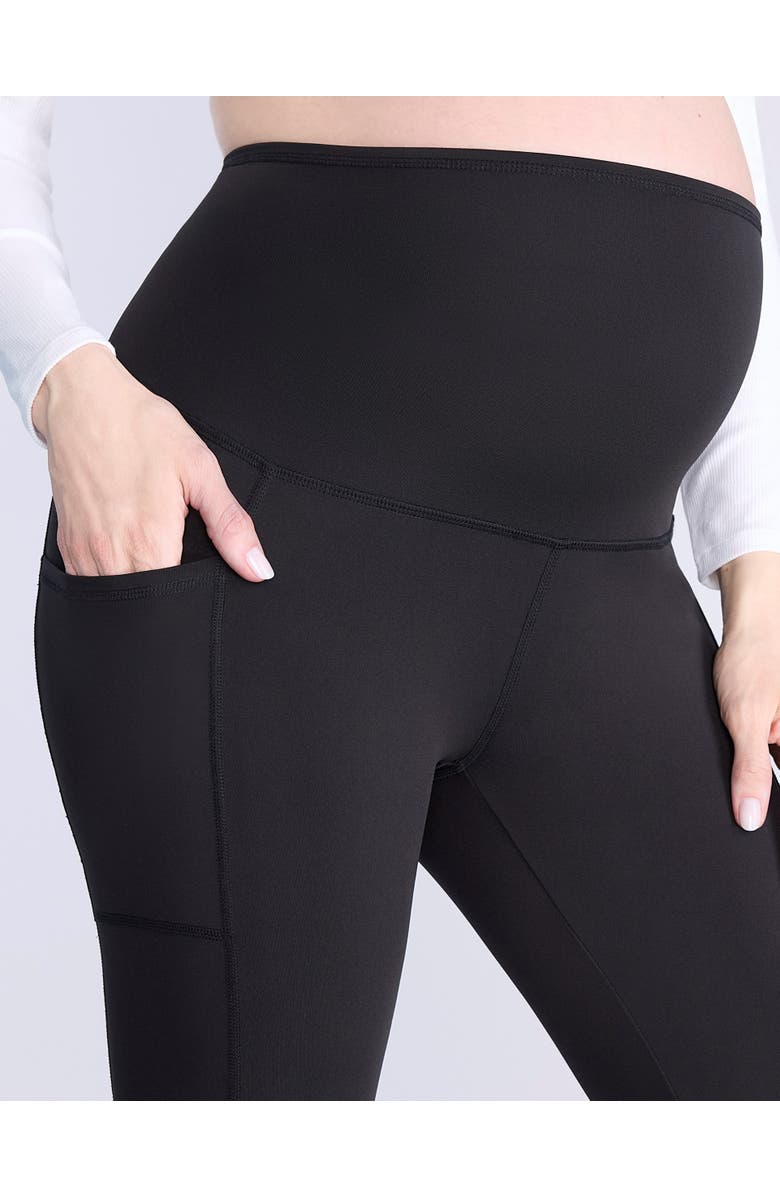 MOTHERHOOD MATERNITY High Waist Over the Belly Active Pocket Crop Legging, Alternate, color, Black