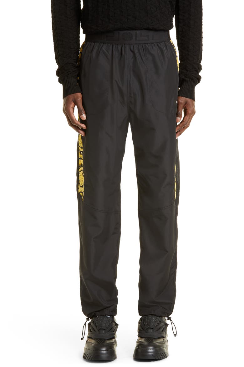Men's Medusa Side Stripe Track Pants, Main, color, BLACK/ PRINT