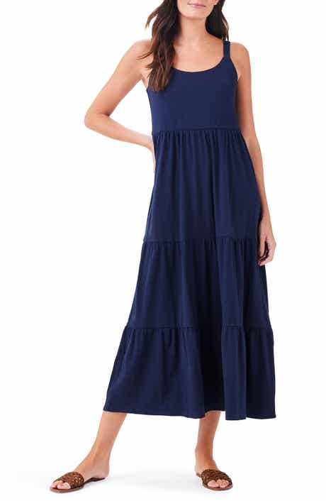 NZT by NIC+ZOE Tiered Cotton Blend Midi Sundress