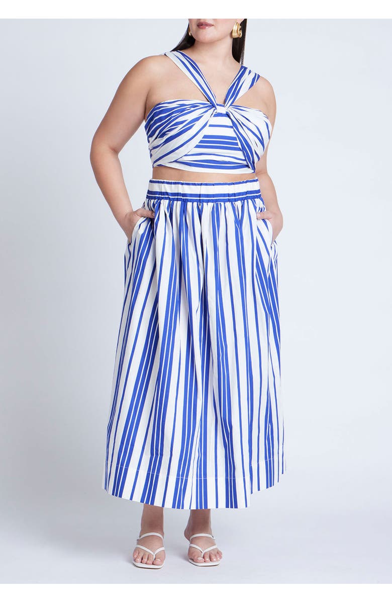 ELOQUII Split Strap Crop Top, Alternate, color, Riviera Stripe