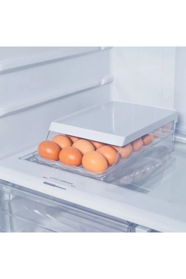 Rolling Clear Stackable Egg Holder Organizer, Alternate, color, Clear/White