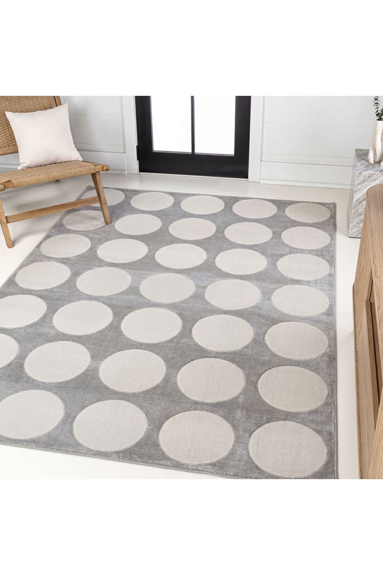 Adrian Modern Geometric Circle Dot High-Low Area Rug, Alternate, color, Light Gray/Cream