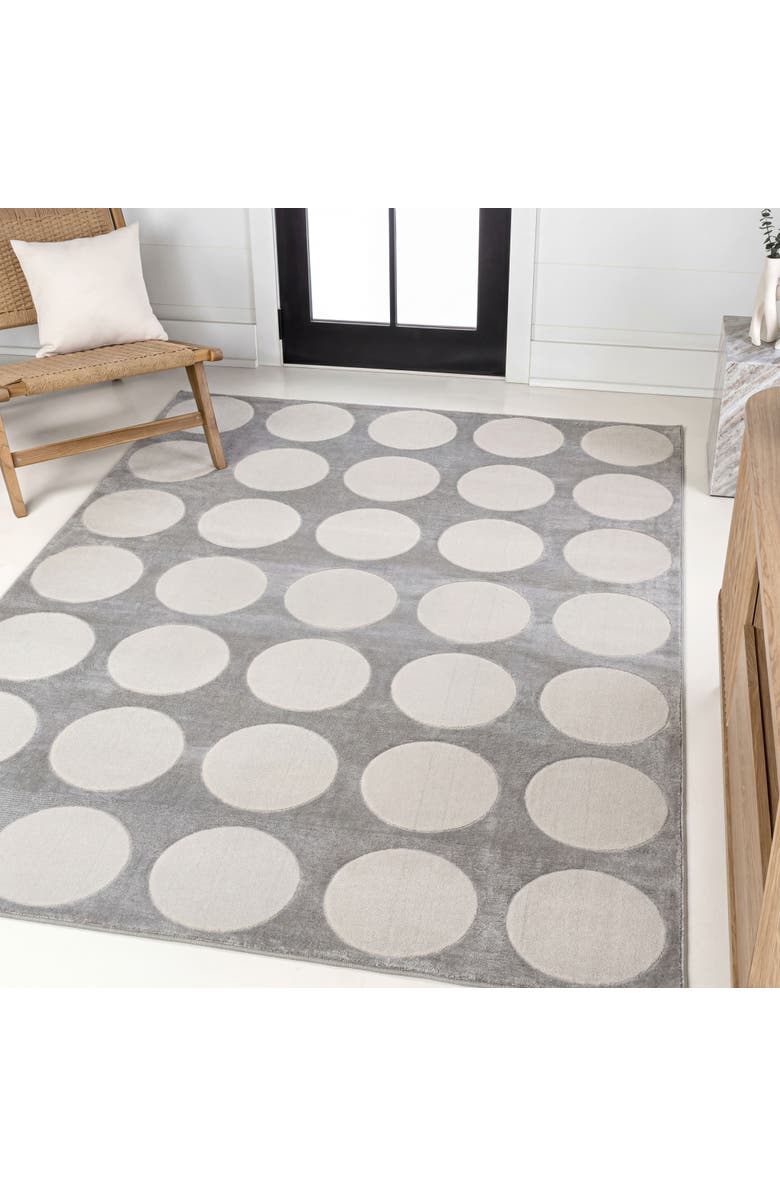 JONATHAN Y Adrian Modern Geometric Circle Dot High-Low Area Rug, Alternate, color, Light Gray/Cream