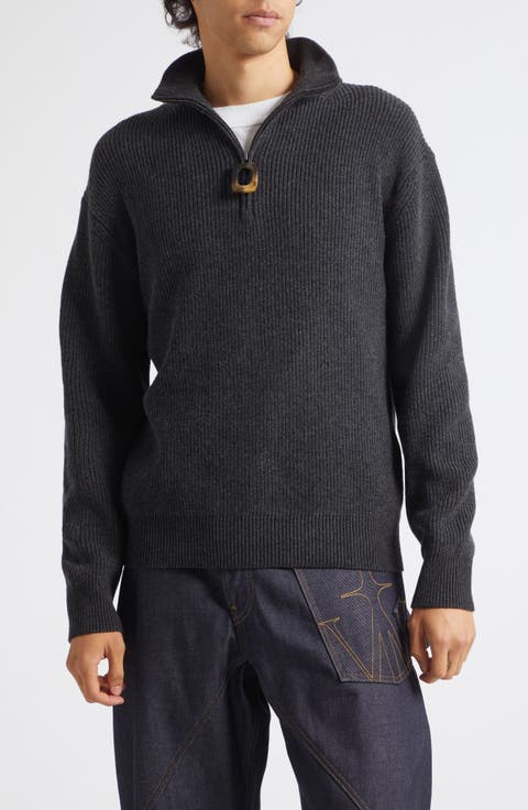 Ribbed Half Zip Sweater
