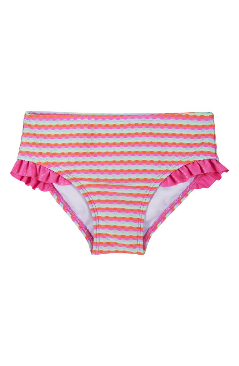 Andy & Evan Kids' Stripe Ruffle Short Sleeve Two-Piece Rashguard Swimsuit, Alternate, color, Pink Dot Stripe