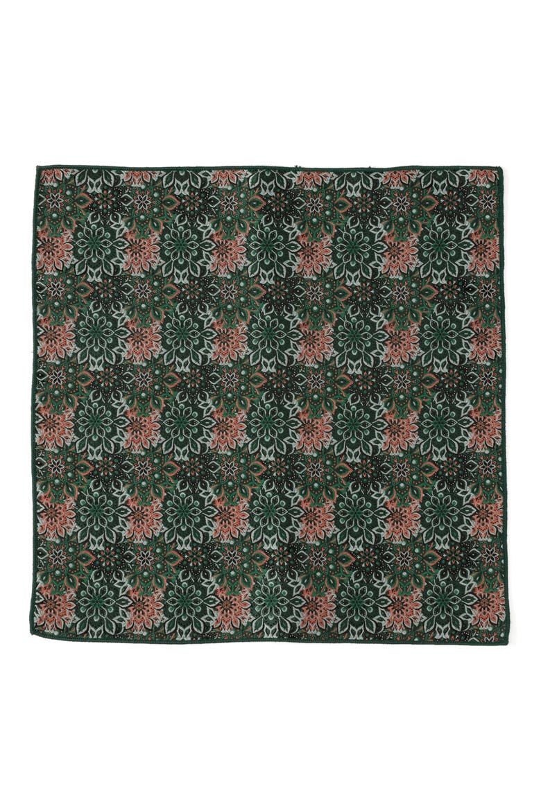 Green Floral Silk Pocket Square, Alternate, color, GREEN/BLACK