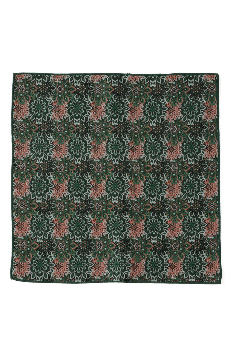 Cufflinks, Inc. Green Floral Silk Pocket Square, Alternate, color, Green/Black