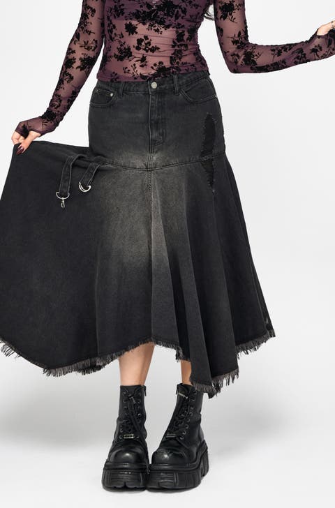 Erica Hanky Hem Denim Midi Skirt