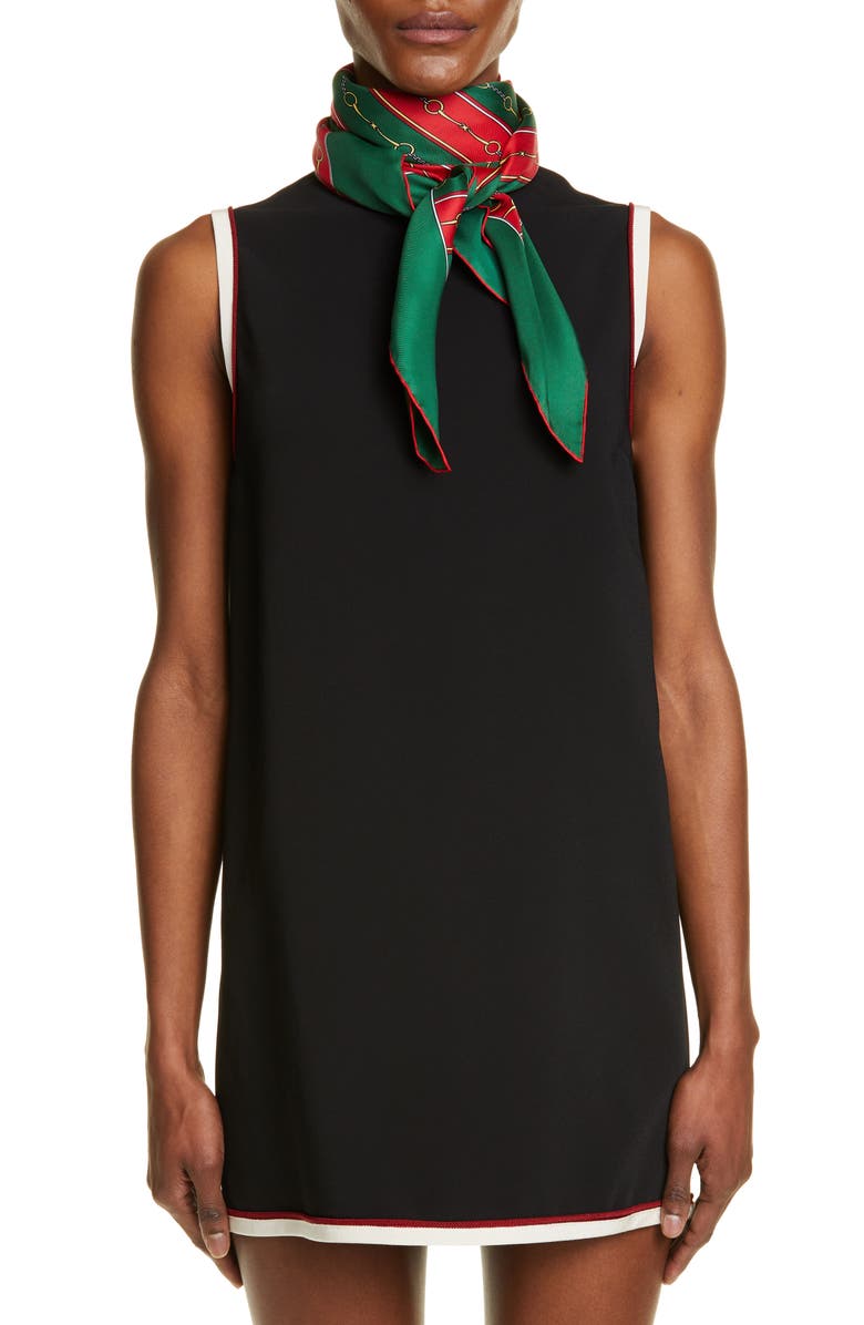 Gucci Stripe Horsebit Print Silk Scarf, Alternate, color,