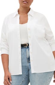 City Chic Elevated Stretch Woven Button-Up Shirt