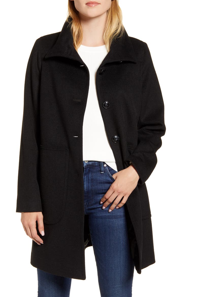 Studio Collection Wool Blend Walking Coat, Main, color, BLACK