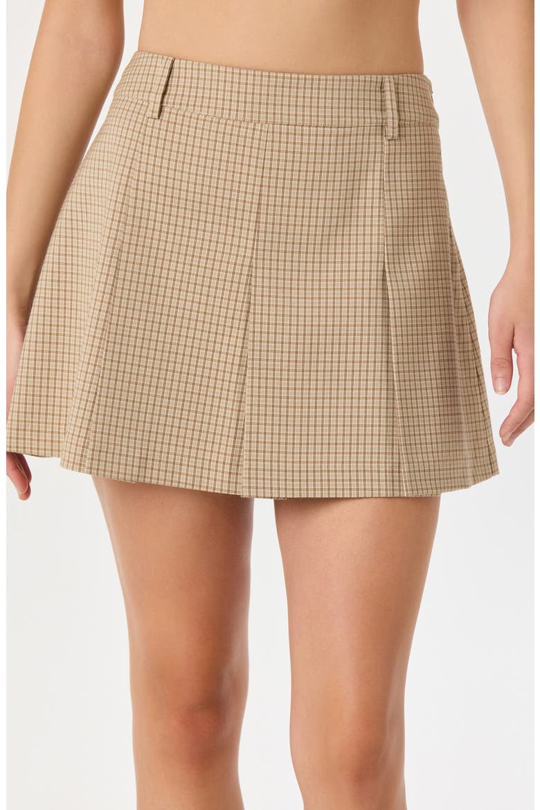 Pleat Plaid Miniskirt, Alternate, color, TAN PLAID