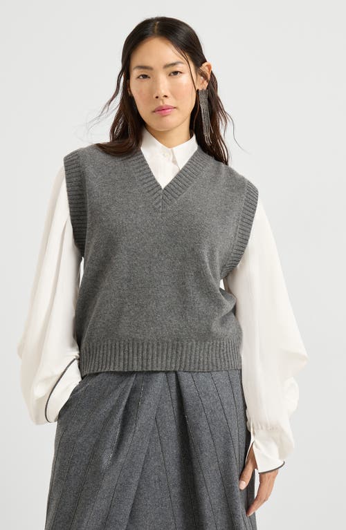 Brunello Cucinelli Cashmere Knit Vest In Gray