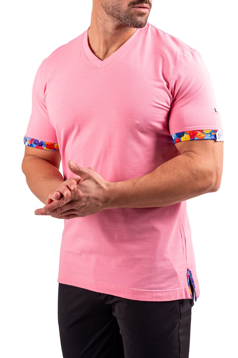 Vivaldi Light Pink V-Neck Cotton T-Shirt, Alternate, color, PINK