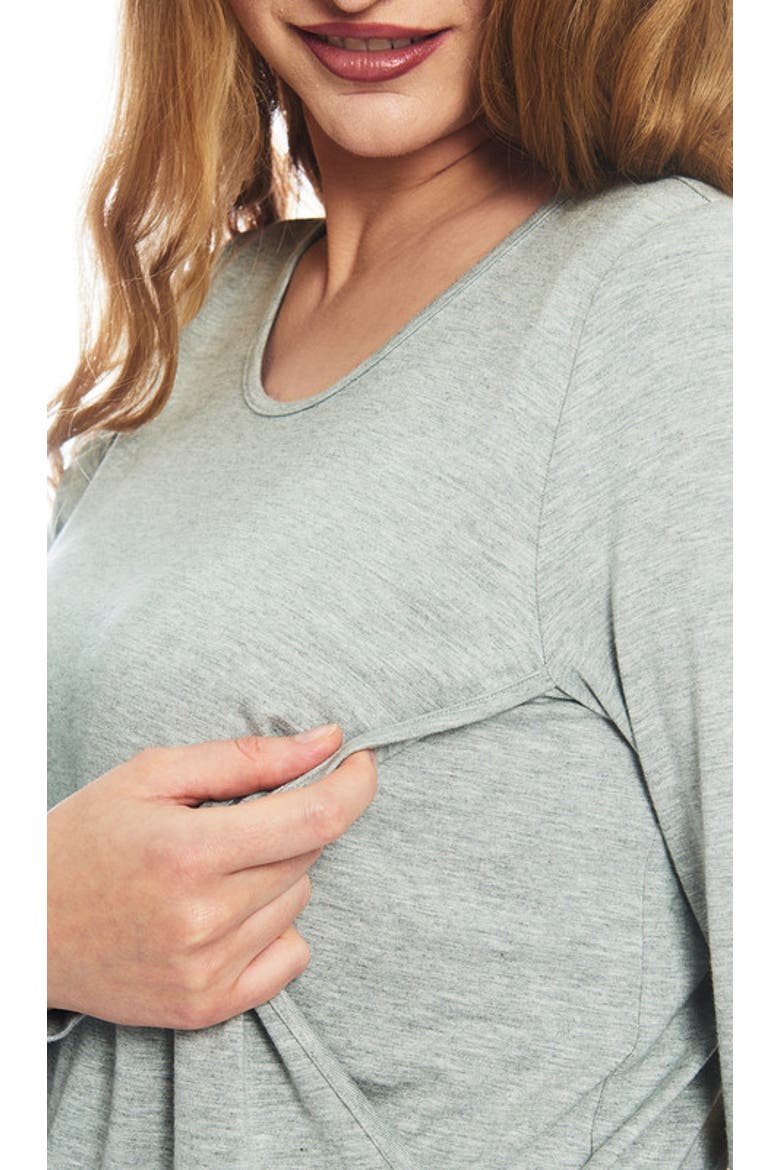Whitney During & After 2-Piece Maternity/Nursing Top & Pant Set, Alternate, color, HEATHER GREY SOLID