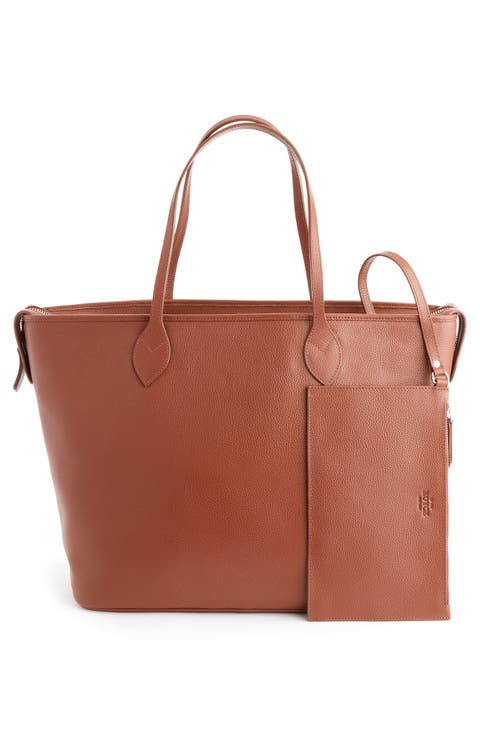 Personalized Leather Tote with Wristlet