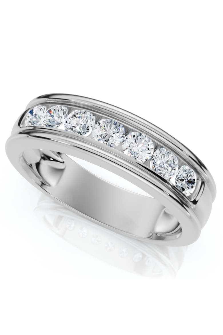 5/8 Ct Mens Diamond Brushed Wedding Gold Ring, Alternate, color, 10k White Gold
