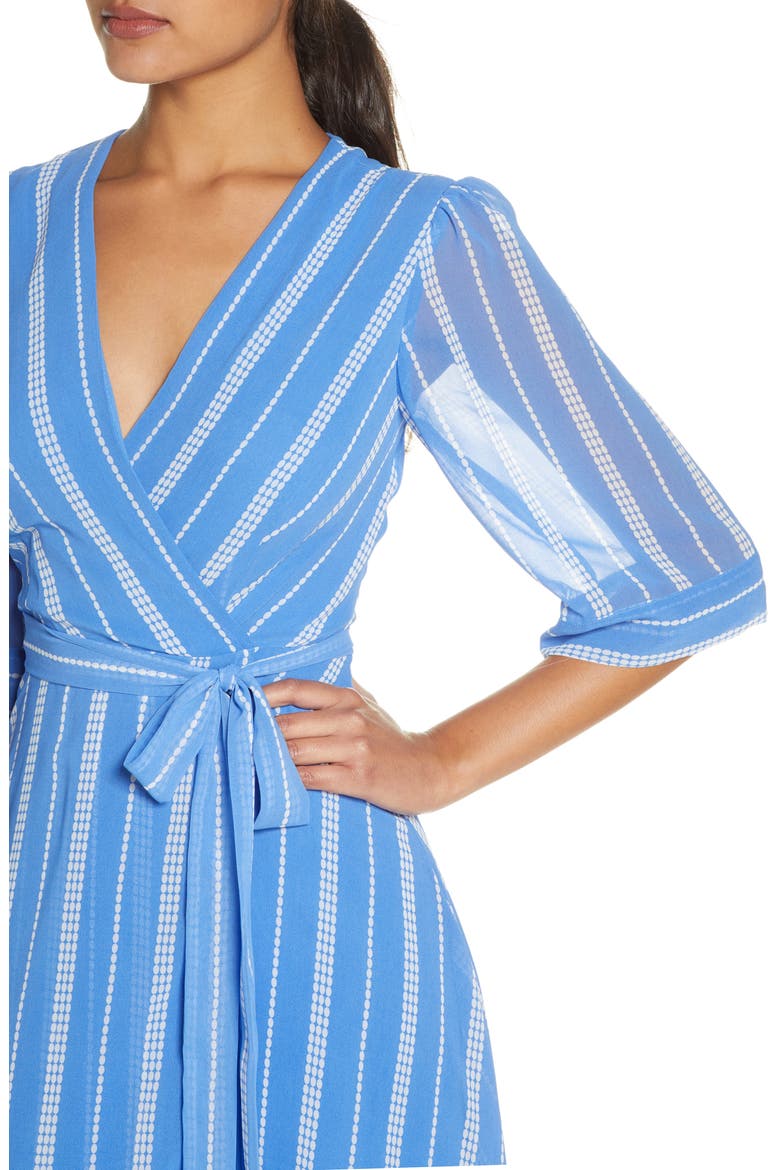 Stripe Wrap Front Georgette Dress, Alternate, color, PERIWINKLE/ CREAM