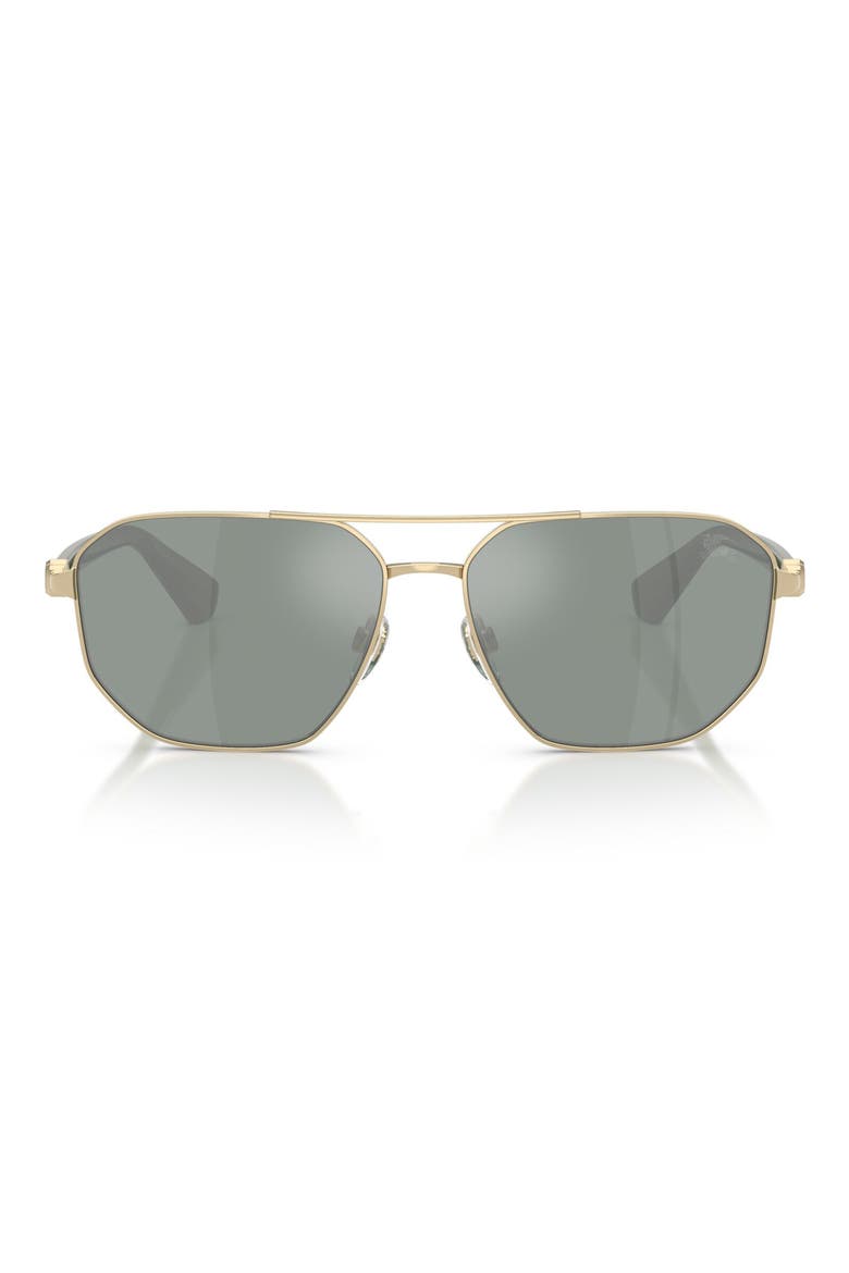 60mm Pilot Sunglasses, Main, color, LIGHT GOLD / GREEN SILVER