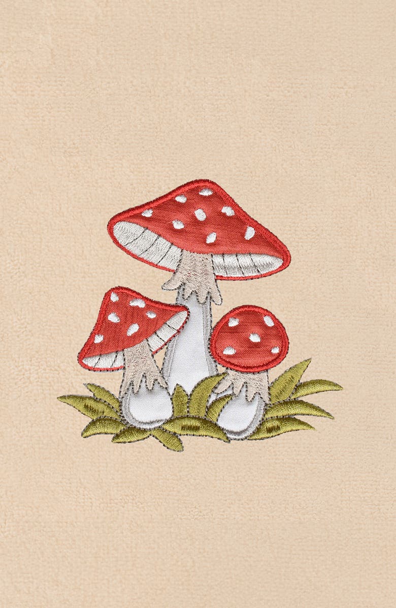 Linum Home Textiles Set of 2 Spring Mushrooms Embroidered Turkish Cotton Hand Towels, Alternate, color, Sand