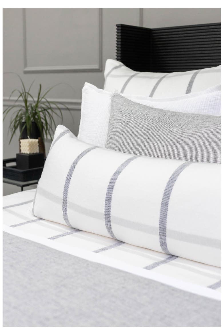 Copenhagen Windowpane Check Cotton Lumbar Accent Pillow, Alternate, color, WHITE/GREY