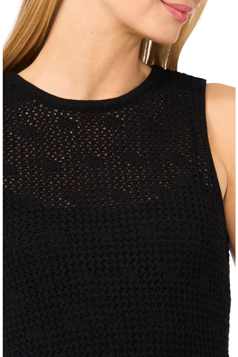 Open Stitch Cotton Blend Midi Dress, Alternate, color, RICH BLACK