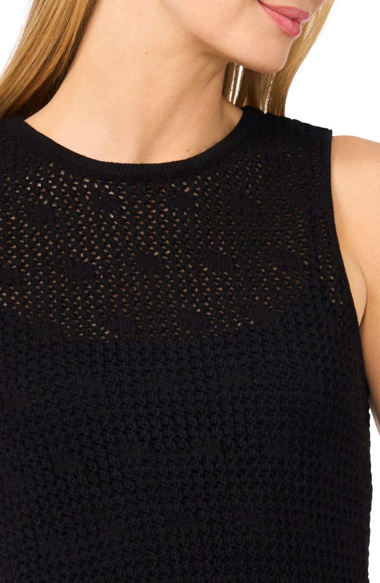 Halogen<sup>®</sup> Open Stitch Cotton Blend Midi Dress, Alternate, color, Rich Black
