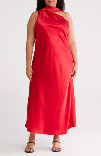 Shop Renee C Scarf Neck One-shoulder Maxi Dress