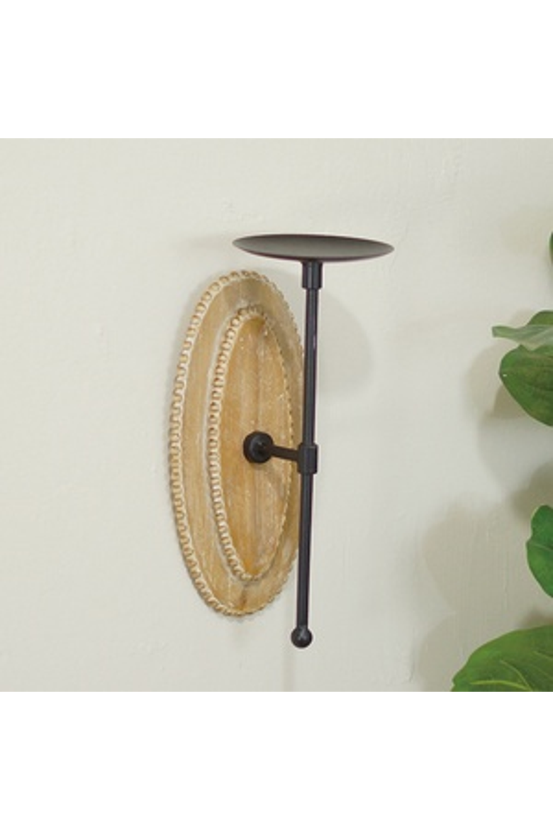 Wood Brown Mounted Oval Wall Sconce, 11 Inch Decorative Candle Wall Sconce, Main, color, Brown