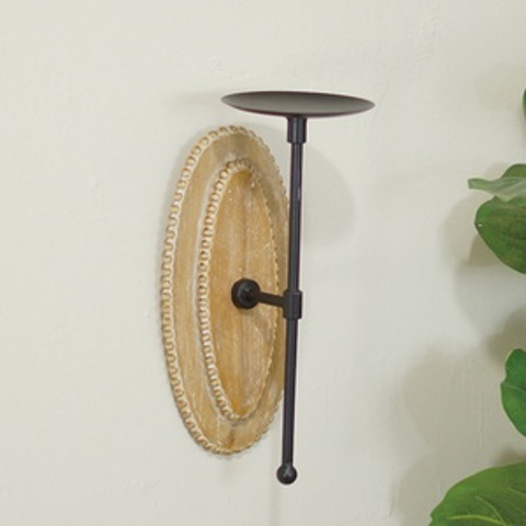 Wood Brown Mounted Oval Wall Sconce, 11 Inch Decorative Candle Wall Sconce