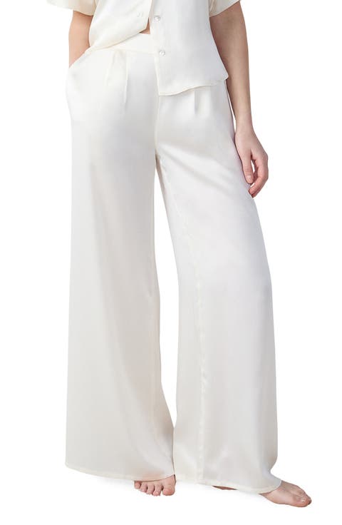 Pearly Silk Wide Leg Pajama Pants