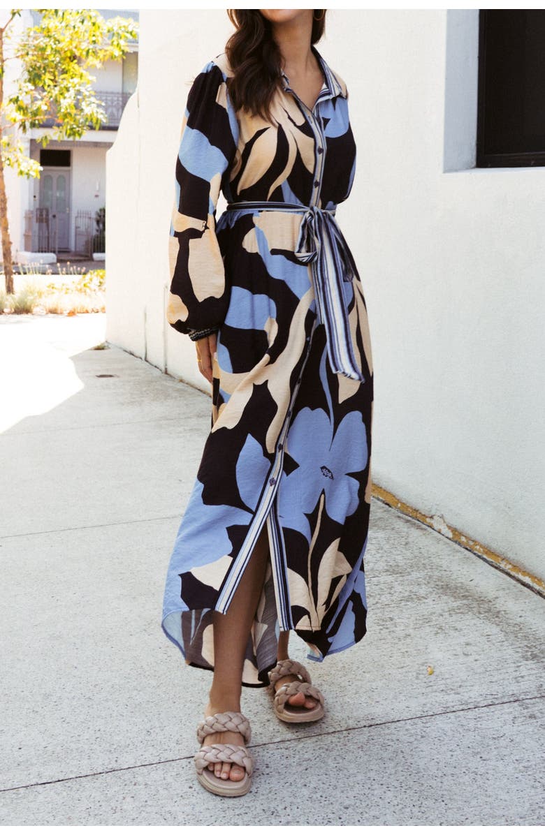 Studibaker Hawk Flora Maxi Shirtdress, Alternate, color, Chocolate