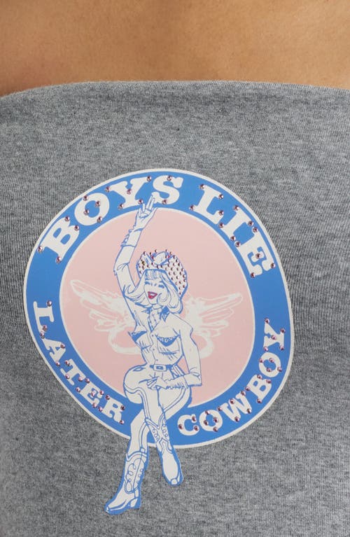Boys Lie Later Cowboy Embellished Graphic Tube Top