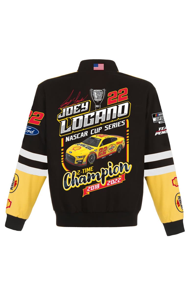 JH DESIGN Men's JH Design Black Joey Logano Two-Time NASCAR Cup Series Champion Twill Full-Snap Jacket, Alternate, color, 