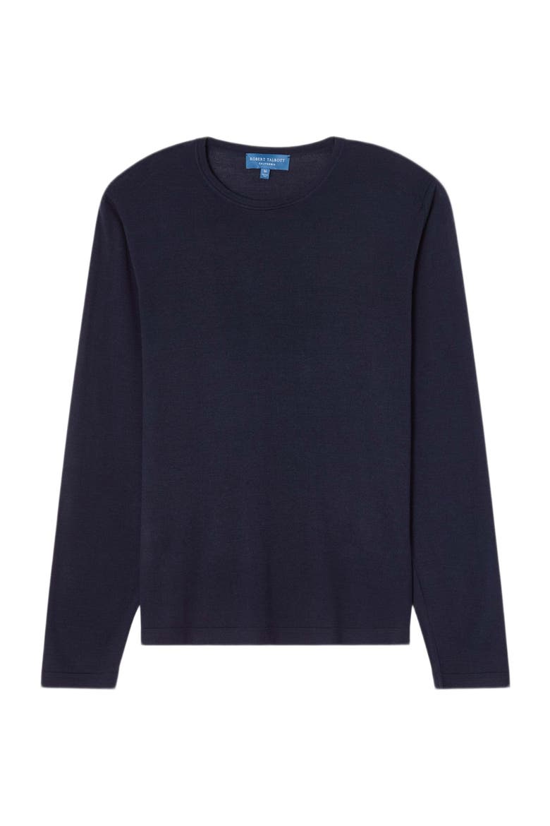 Lawrence Wool Silk Fine Gauge Jersey Long Sleeve Tee, Main, color, Navy