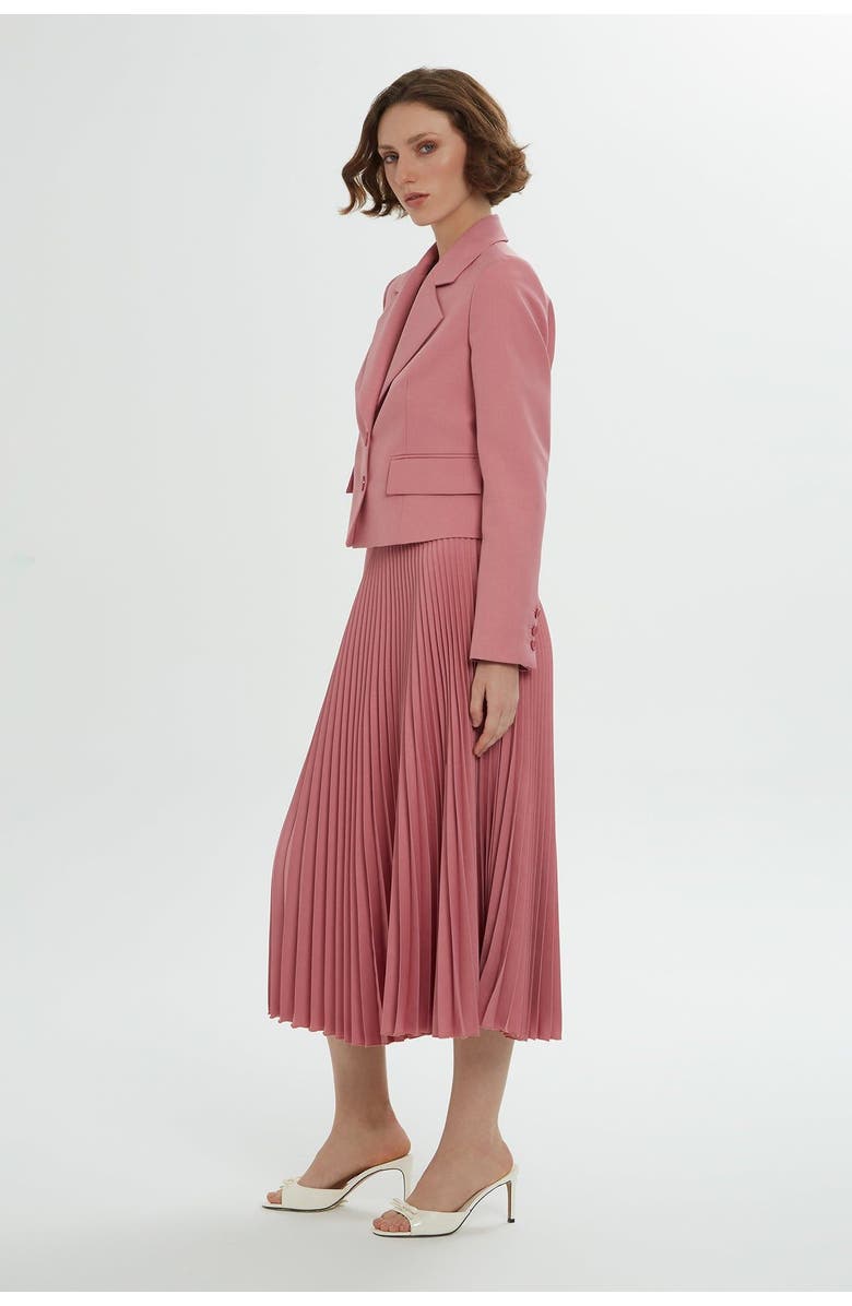 Gizia Pink Set with Pleated Skirt, Alternate, color, Pink