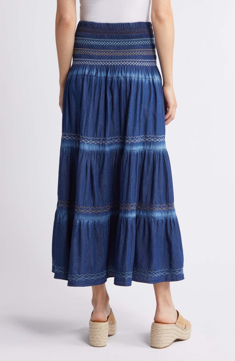 NIKKI LUND Selena Embroidered Denim Maxi Skirt, Alternate, color, 