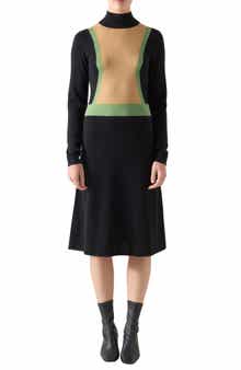 LK Bennett Natalia Colorblock Long Sleeve Merino Wool & Cotton Sweater Dress