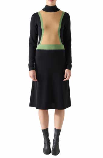 LK Bennett Natalia Colorblock Long Sleeve Merino Wool & Cotton Sweater Dress