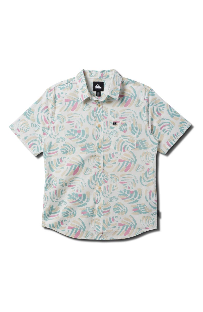 Quiksilver Shades Classic Short Sleeve Button-Up Shirt, Main, color, Off White