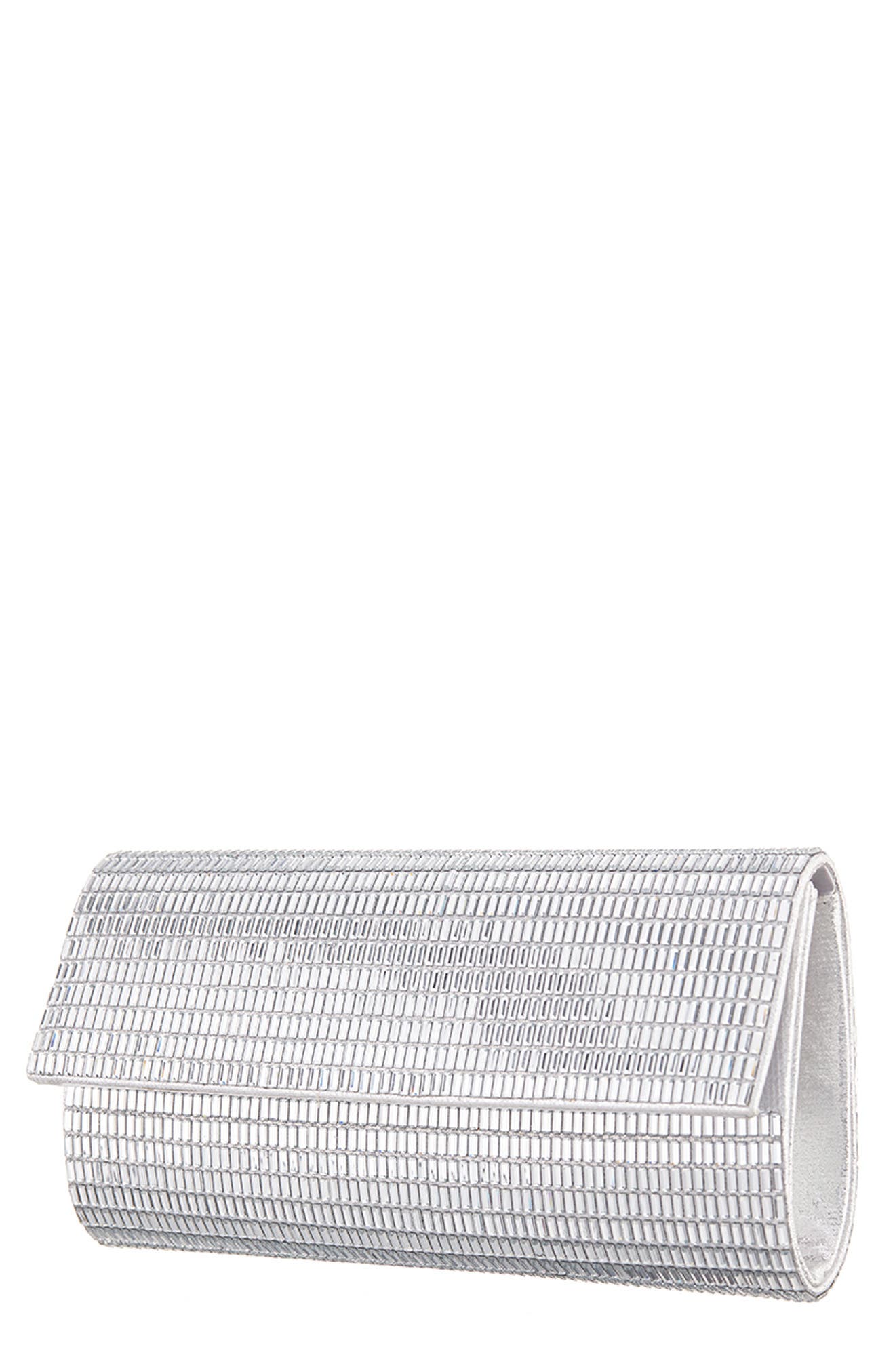 Nina Hope Clutch, Main, color, Silver