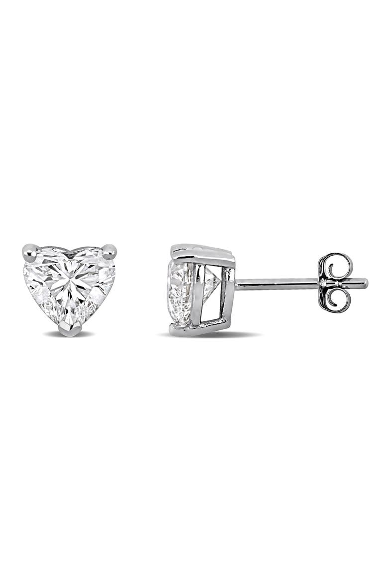 2 CTW Lab-Grown Diamond Heart Stud Earrings 14k, Main, color, White Gold
