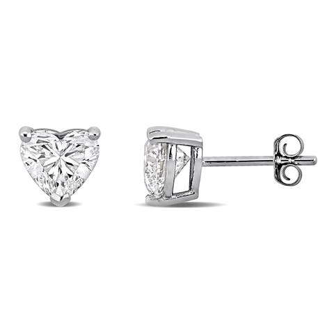 2 CTW Lab-Grown Diamond Heart Stud Earrings 14k