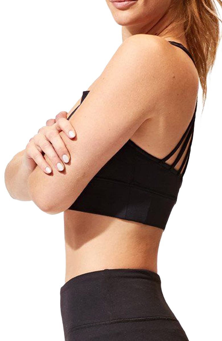Threads 4 Thought Strappy Sports Bra, Alternate, color, Jet Black