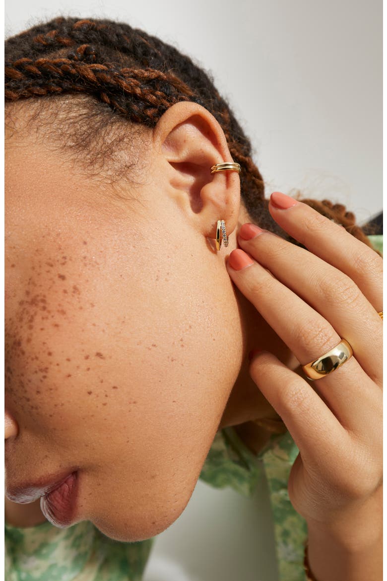 Toda Double Hoop Earrings, Alternate, color, 925 YG / CLEAR