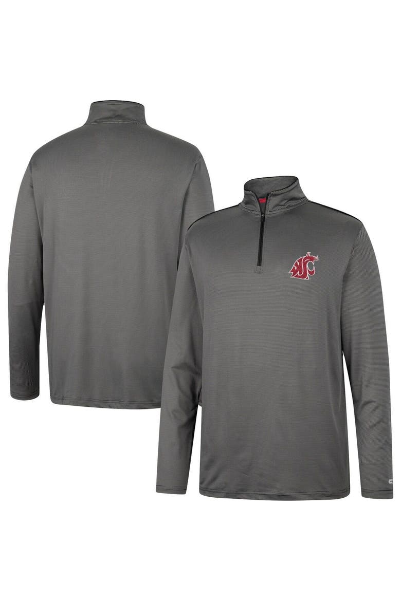 Men's Colosseum Charcoal Washington State Cougars Logo Quarter-Zip Windshirt, Main, color, Charcoal