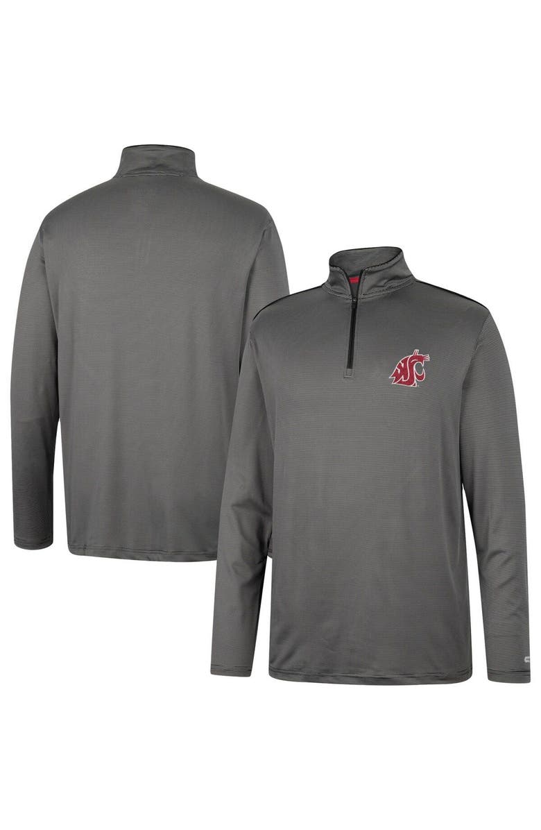COLOSSEUM Men's Colosseum Charcoal Washington State Cougars Logo Quarter-Zip Windshirt, Main, color, 