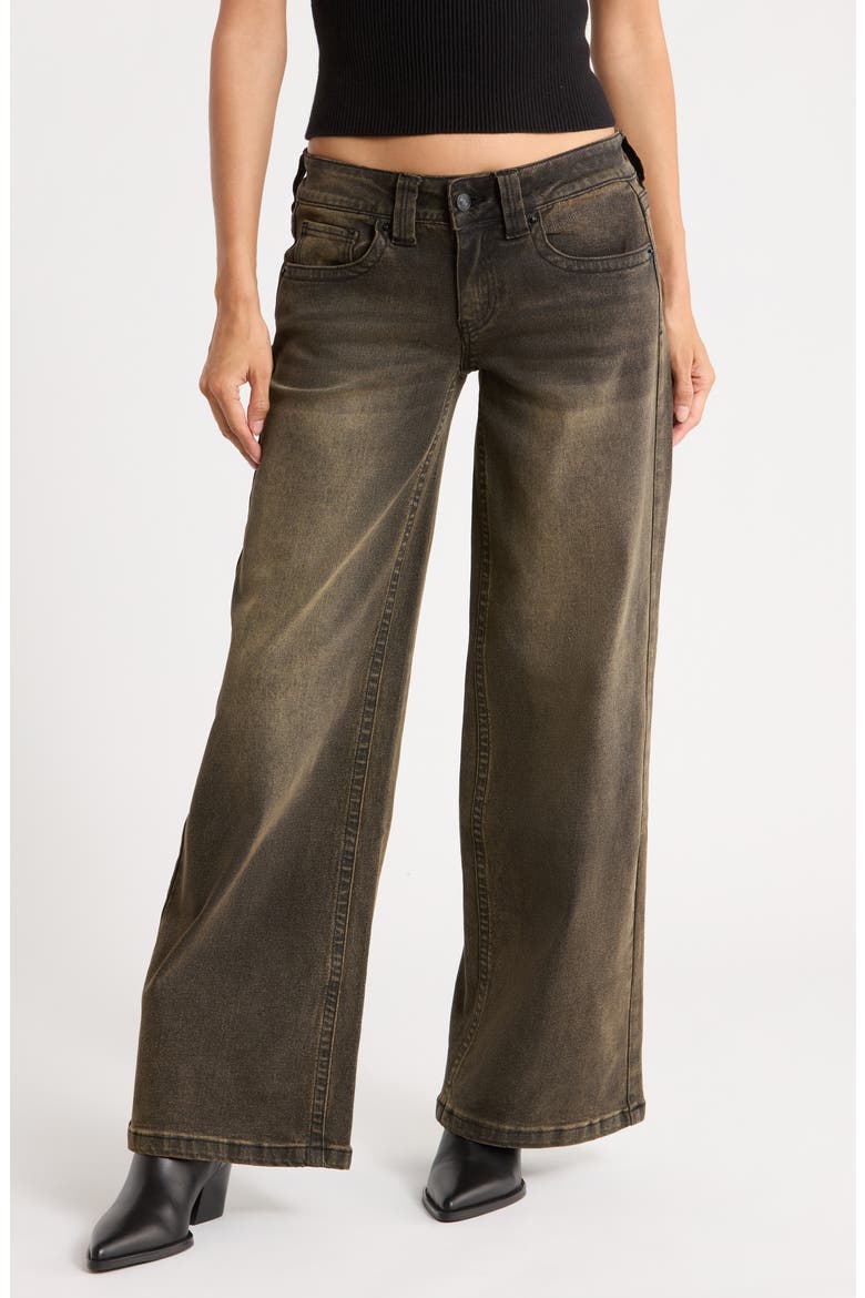 Low Rider Baggy Wide Leg Jeans, Main, color, BROWN TINTED BLACK WASH