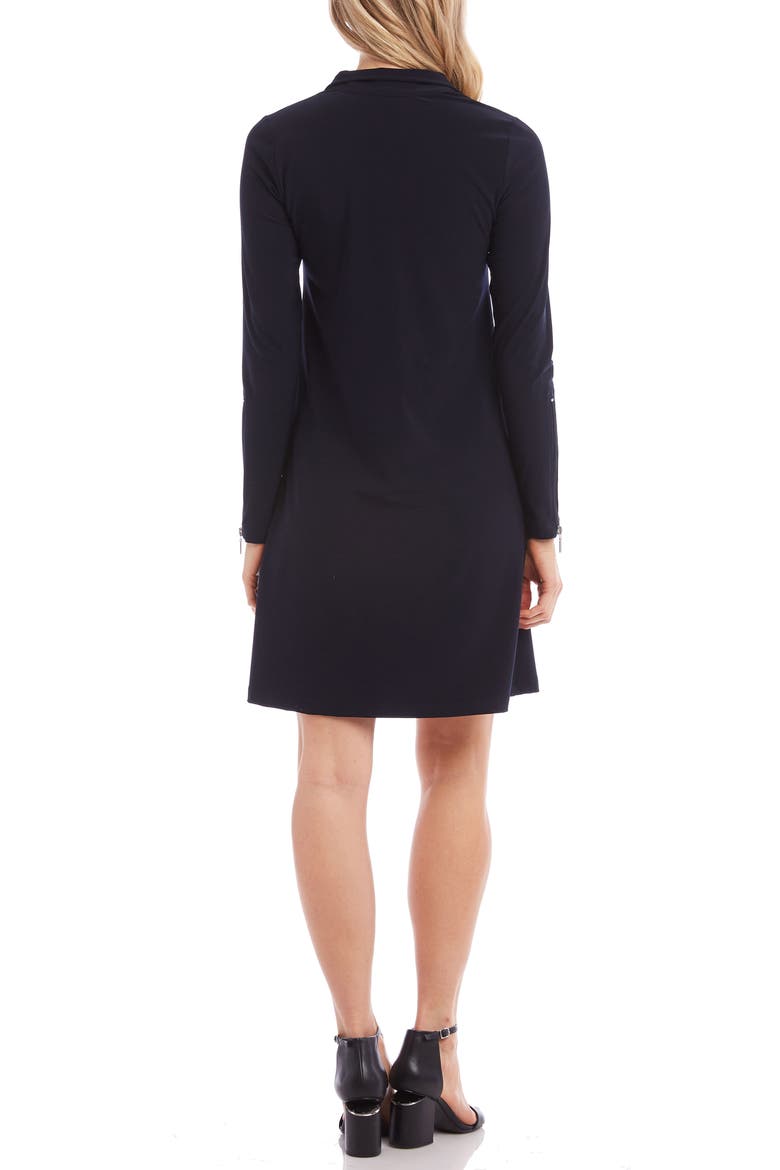 Quarter Zip A-Line Travel Jersey Dress, Alternate, color, NAVY