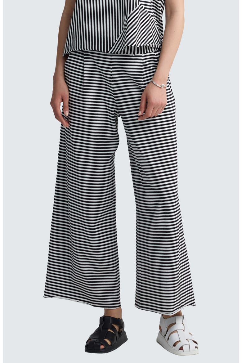 Kaelith Striped Jersey Wide-Leg Pants, Alternate, color, Black Strip